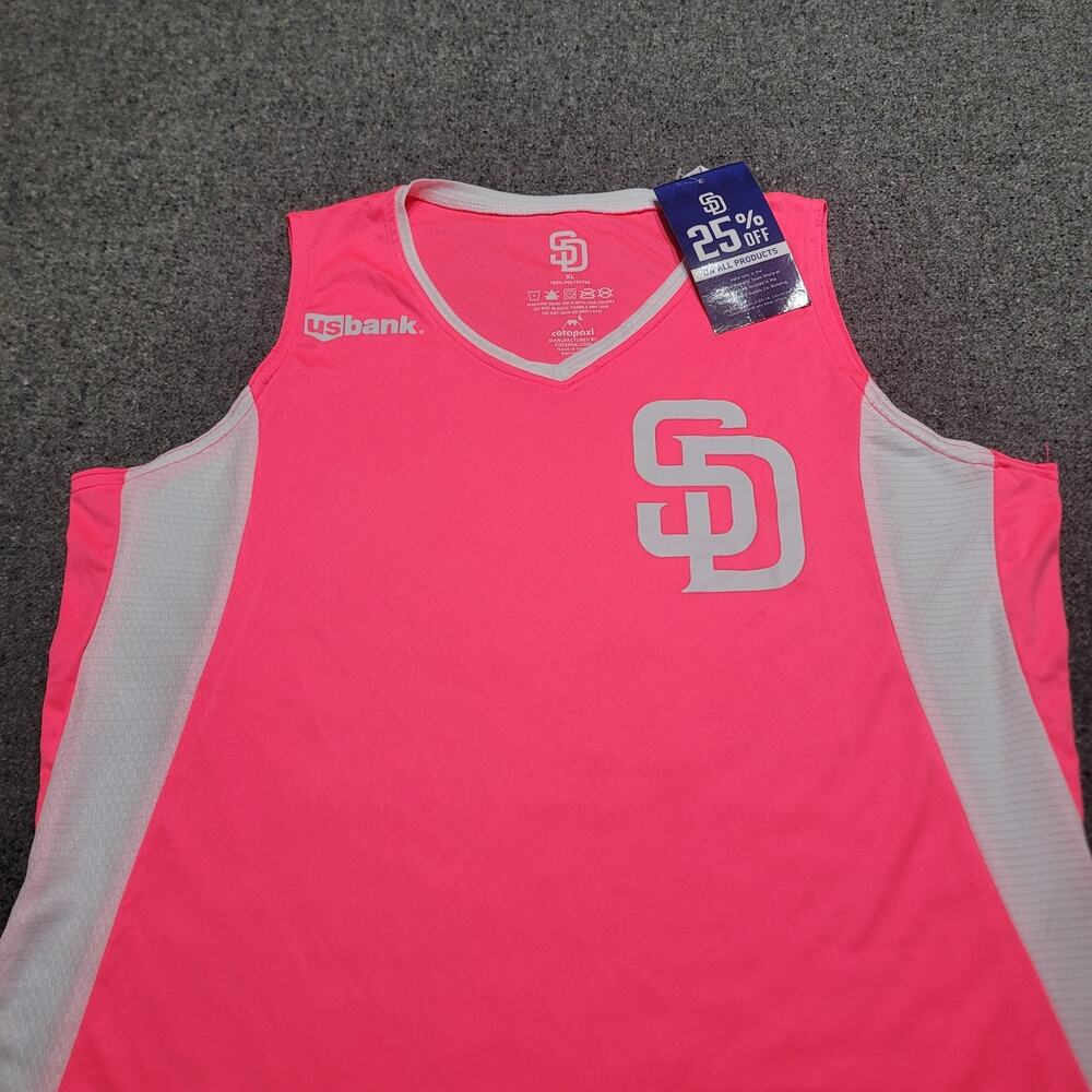 San Diego Padres Shirt Womens Extra Large Pink White Tank Top Promotional